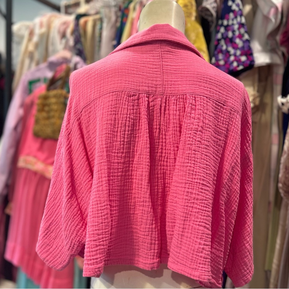 Cropped Pink Button Down - image 4